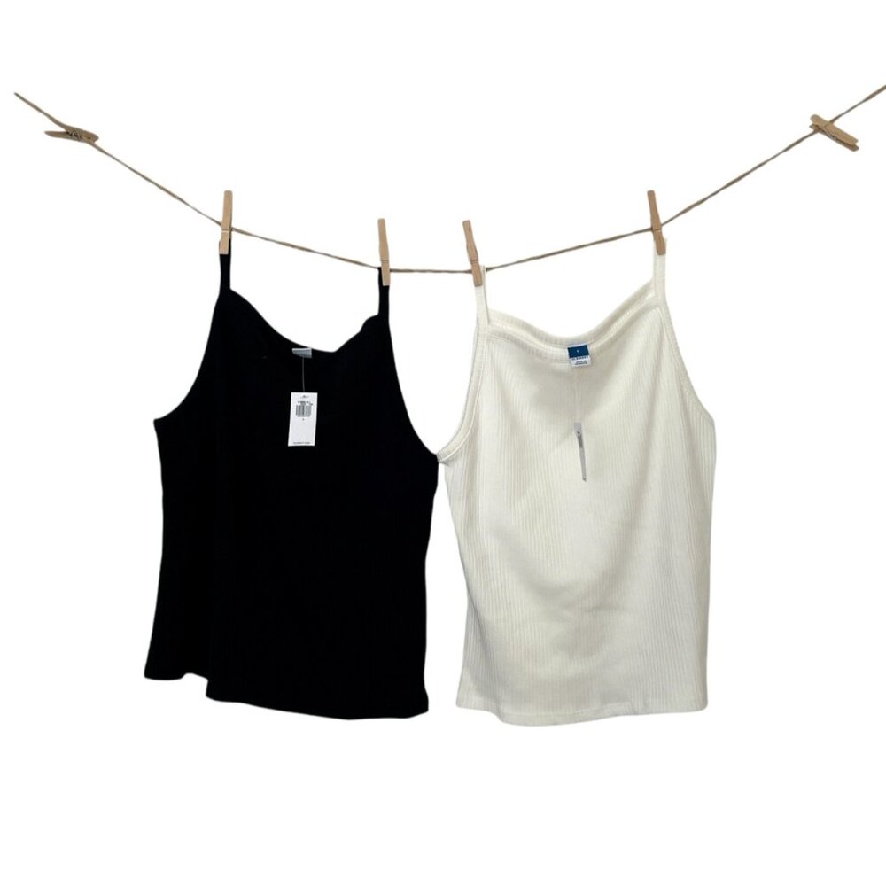 Old Navy Ribbed Tanks Black and White Womens Size Large